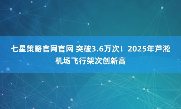 七星策略官网官网 突破3.6万次！2025年芦淞机场飞行架次创新高