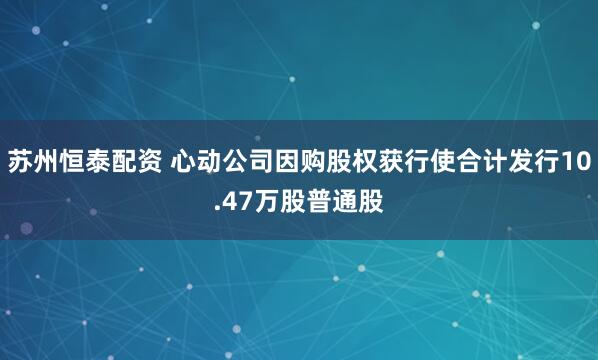 苏州恒泰配资 心动公司因购股权获行使合计发行10.47万股普通股