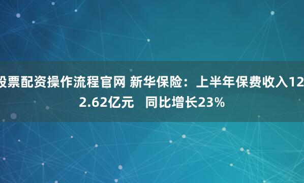 股票配资操作流程官网 新华保险：上半年保费收入1212.62亿元   同比增长23%